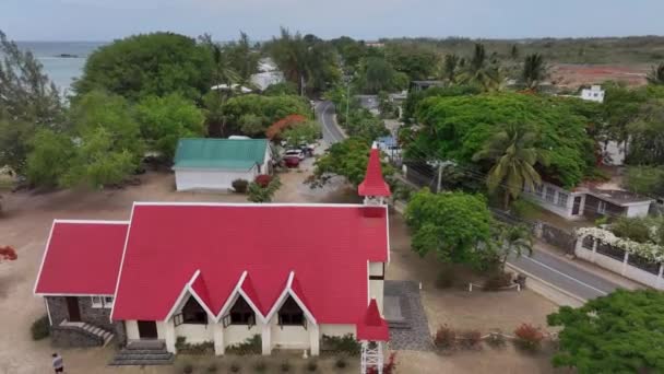 Kościół Notre Dame Auxiliatrice Cap Malheureux Mauritius Widok Lotu Ptaka — Wideo stockowe