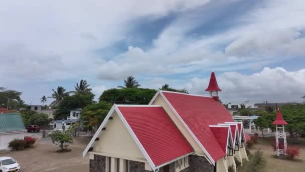 Notre Dame Auxiliatrice Kaptan Malheureux Kilisesi Mauritius Hava Görüntüsü — Stok video