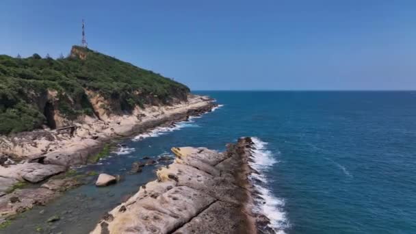 Kaap Van Yehliu Geopark Taiwan Luchtfoto — Stockvideo