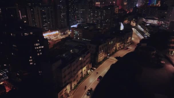 Noční Ulice Budovy Macau Letecký Pohled — Stock video