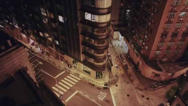 Rues Bâtiments Nuit Macao Vue Aérienne — Video
