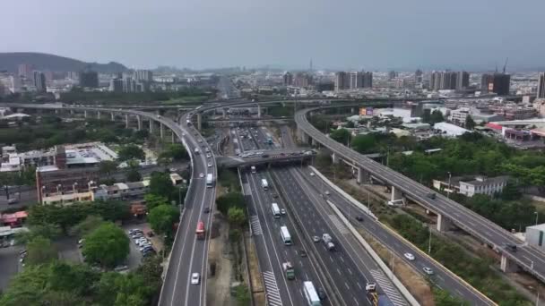 Kaohsiung Tayvan Arabalı Otoyollar Hava Manzaralı — Stok video