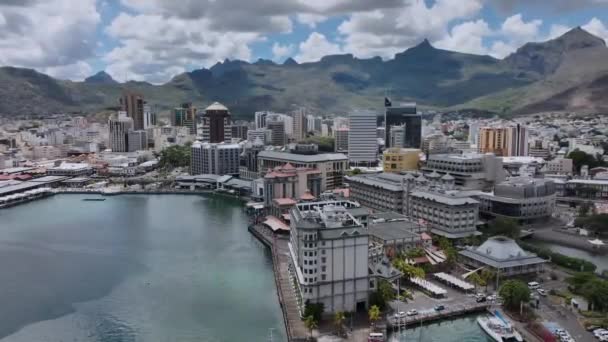 Panorama Port Louis Water Side Mauritius Aerial View — стокове відео