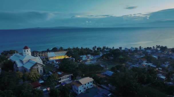Volando Sobre Noche Oslob Cebú Filipinas Vista Aérea — Vídeo de stock