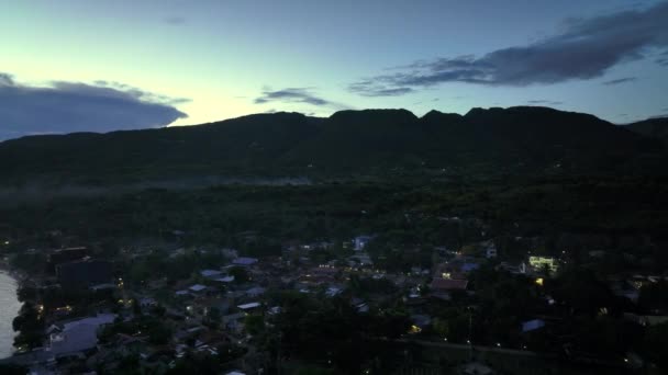 Voando Sobre Noite Oslob Cebu Filipinas Vista Aérea — Vídeo de Stock