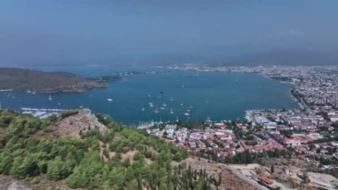 Türkiye 'nin yukarısından tüm Fethiye Körfezi, Hava Görüntüsü