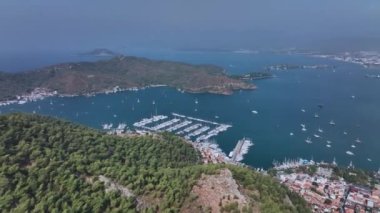 Türkiye 'nin yukarısından tüm Fethiye Körfezi, Hava Görüntüsü