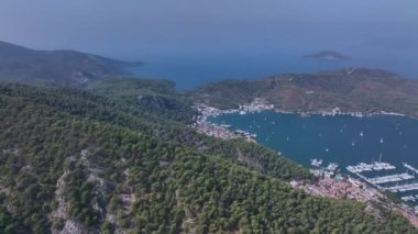 Türkiye 'nin yukarısından tüm Fethiye Körfezi, Hava Görüntüsü