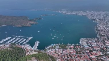 Türkiye 'nin yukarısından tüm Fethiye Körfezi, Hava Görüntüsü