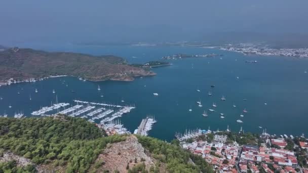Die Ganze Fethiye Bucht Von Oben Türkei Luftaufnahme — Stockvideo