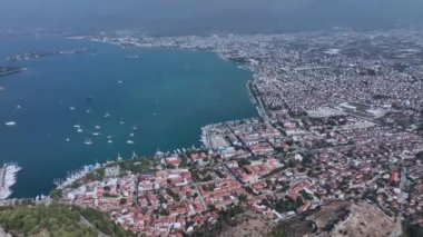 Türkiye 'nin yukarısından tüm Fethiye Körfezi, Hava Görüntüsü