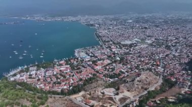 Türkiye 'nin yukarısından tüm Fethiye Körfezi, Hava Görüntüsü