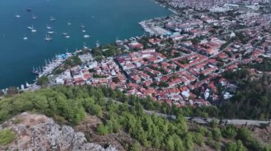 Türkiye 'nin yukarısından tüm Fethiye Körfezi, Hava Görüntüsü