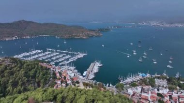 Türkiye 'nin yukarısından tüm Fethiye Körfezi, Hava Görüntüsü