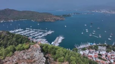 Türkiye 'nin yukarısından tüm Fethiye Körfezi, Hava Görüntüsü