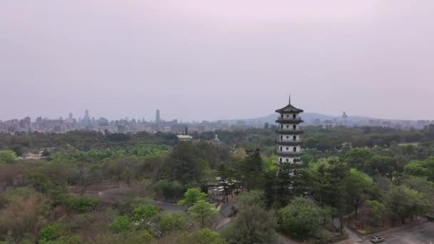 Latanie Nad Wieżą Zhongxing Kaohsiung Tajwan Widok Lotu Ptaka — Wideo stockowe