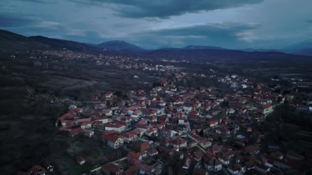 Village Authentique Serbe Coucher Soleil Vue Aérienne — Video