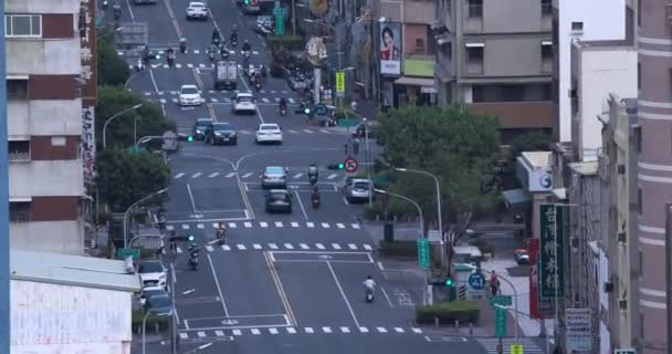 Drukke Straat Met Vervoer Kaohsiung Taiwan — Stockvideo