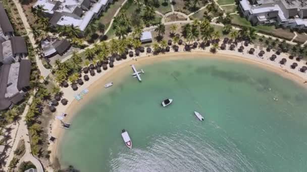 Paradise Beach Con Idrovolante Sulla Costa Mauritius Vista Aerea — Video Stock