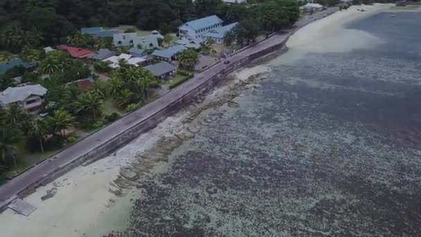 Camino Largo Costa Isla Mahe Seychelles Vista Aérea — Vídeos de Stock