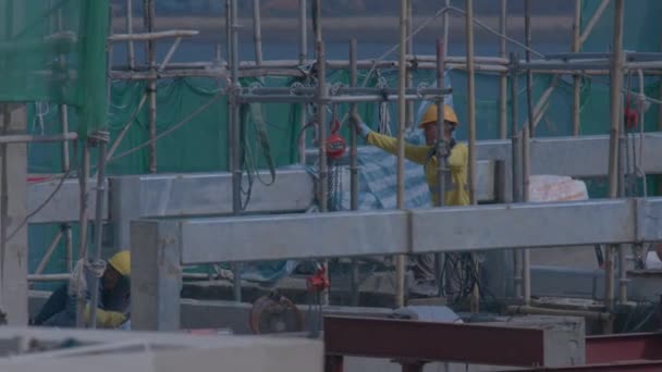 Constructeurs Sur Toit Bâtiment Grande Hauteur Construction Hong Kong Industrie — Video