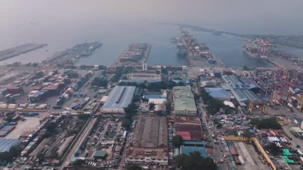 Enorme Vrachthaven Manilla Filippijnen Luchtfoto — Stockvideo