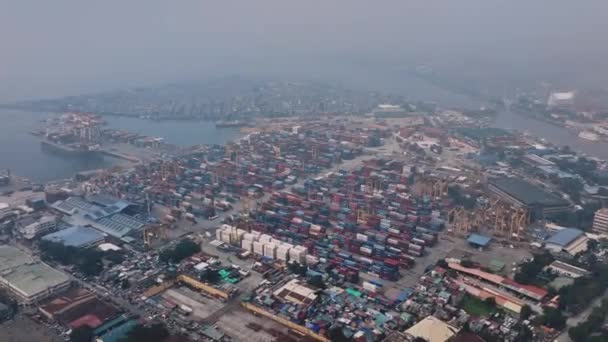 Porto Carga Enorme Manila Filipinas Vista Aérea — Vídeo de Stock