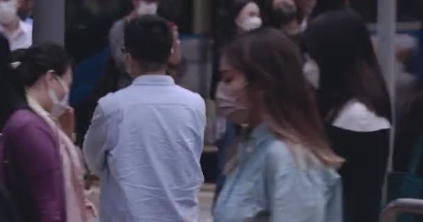 Натовпи Людей Бізнес Центрі Гонконгу Вулична Атмосфера — стокове відео