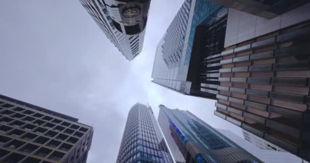 Edifícios Alta Ascensão Centro Negócios Hong Kong Vista Inferior — Vídeo de Stock