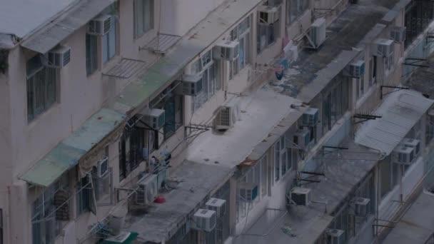Okna Starych Domach Hong Kongu Azja — Wideo stockowe
