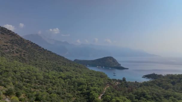Landschaften Der Einzigartigen Bucht Von Oludeniz Der Türkei Luftaufnahme — Stockvideo