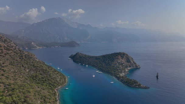 Paesaggi Della Baia Oludeniz Unico Turchia Vista Aerea — Video Stock