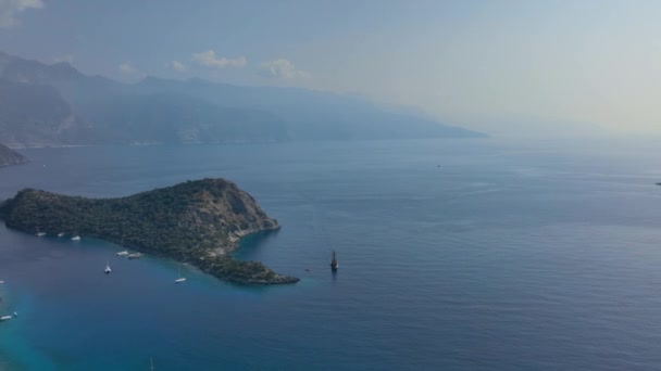 Landschaften Der Einzigartigen Bucht Von Oludeniz Der Türkei Luftaufnahme — Stockvideo