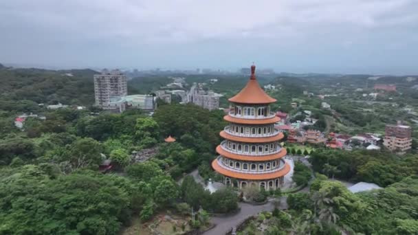 Wuji Tianyuan Tempel Taiwan Luchtfoto — Stockvideo