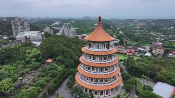 Wuji Tianyuan Temple Taiwan Aerial View — Stock Video