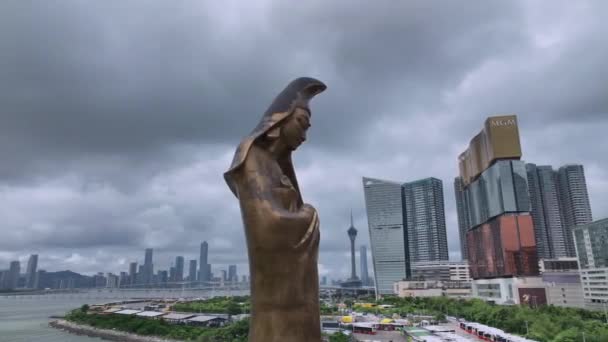 Makao Daki Kun Ekümenik Merkezi Heykeli Hava Görüntüsü — Stok video