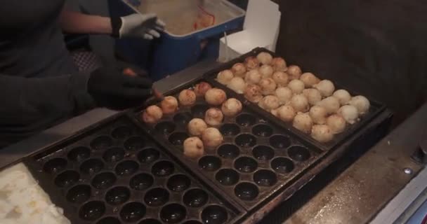 Приготовление Морепродуктов Ночном Рынке Кентинге Тайвань — стоковое видео