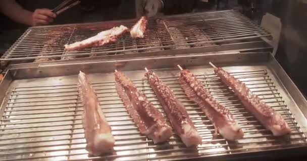 Gotowanie Owoców Morza Nocnym Targu Kenting Tajwan Street Food — Wideo stockowe