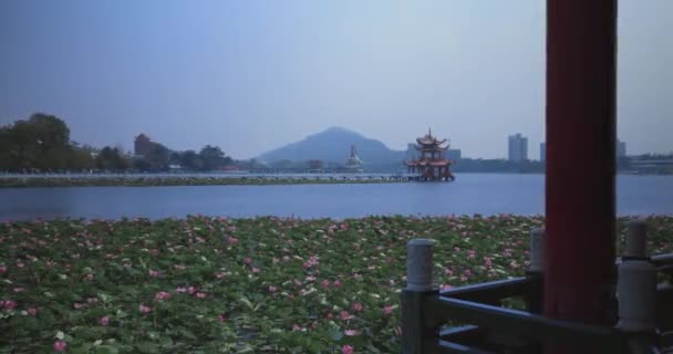 Wuliting Pagoda Pier Lotus Lake Kaohsiung Taiwan — Vídeo de Stock