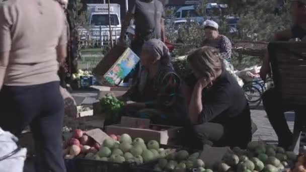 Venditori Frutta Verdura Mercato Orientale Shymkent Kazakistan — Video Stock