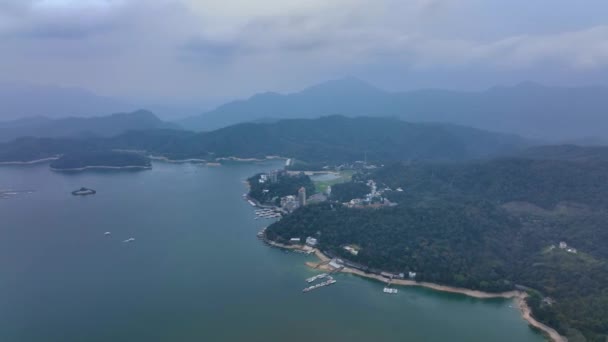 Landschaften Des Sonnenmondsees Taiwan Luftaufnahme — Stockvideo