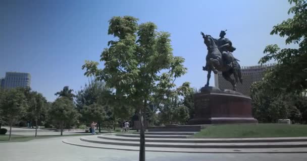 Monumen Amir Temur Pusat Tashkent Uzbekistan — Stok Video