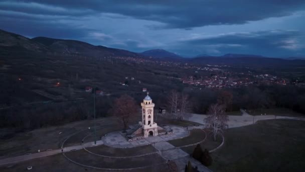 Famous Monument Chegar Hill Nis Serbia Aerial View — Stock Video