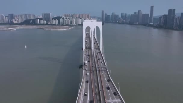 Sai Van Bridge Macau Letecký Pohled — Stock video