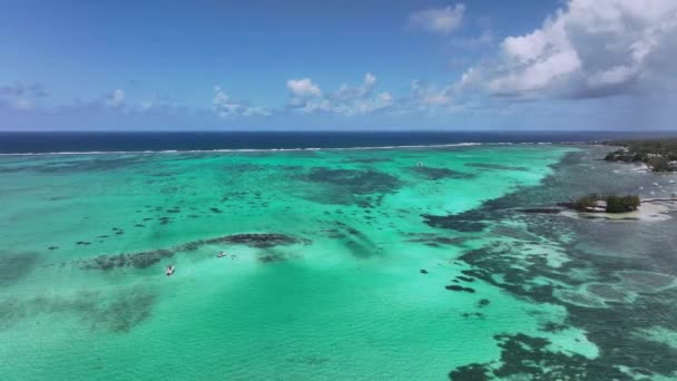 Snorkel Actividades Acuáticas Mauricio Vista Aérea — Vídeo de stock