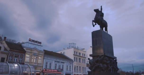 Monument Het Plein Het Centrum Van Nis Servië — Stockvideo