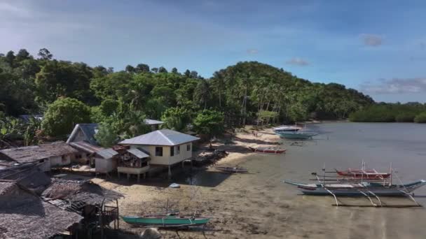 パラワンの信じられないほどの風景の中で本物の村 フィリピン 空中ビュー — ストック動画