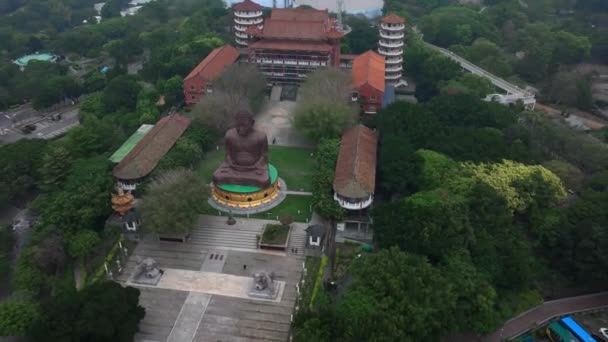Wielki Gigantyczny Posąg Buddy Changhua Tajwan Widok Powietrza — Wideo stockowe