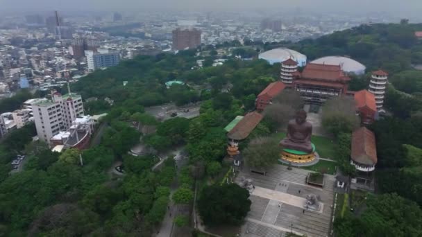 Statue Géante Bouddha Baguashan Changhua Taiwan Vue Aérienne — Video