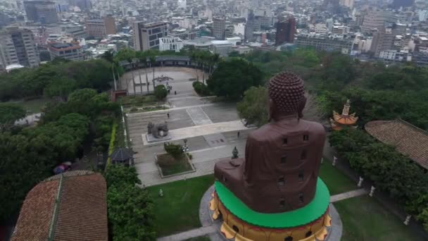 Baguashan Grote Giant Boeddha Standbeeld Changhua Taiwan Luchtfoto — Stockvideo